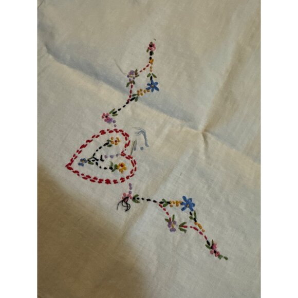 Vintage Hand-Embroidered Card Table Cover  With Clubs, Heart Diamond and Spade D - Picture 5 of 11